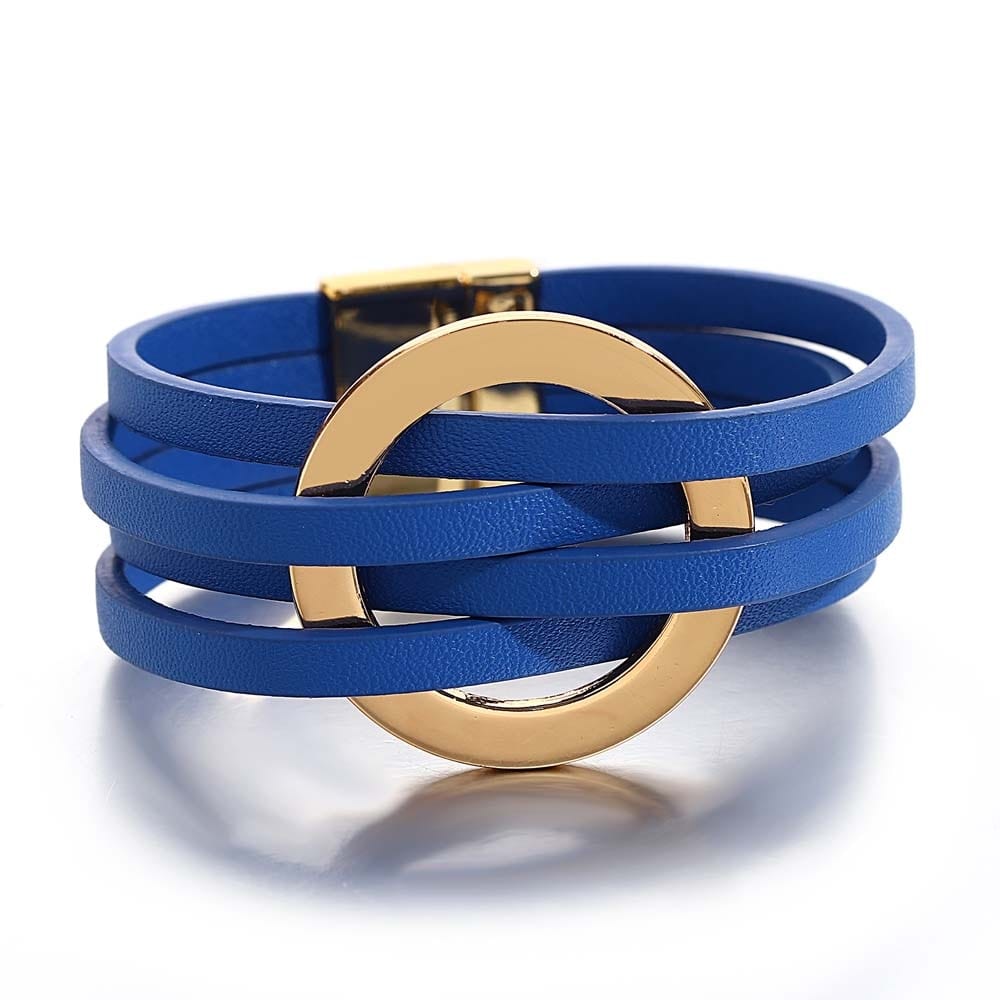 bracelet cuir femme luxe Bleu