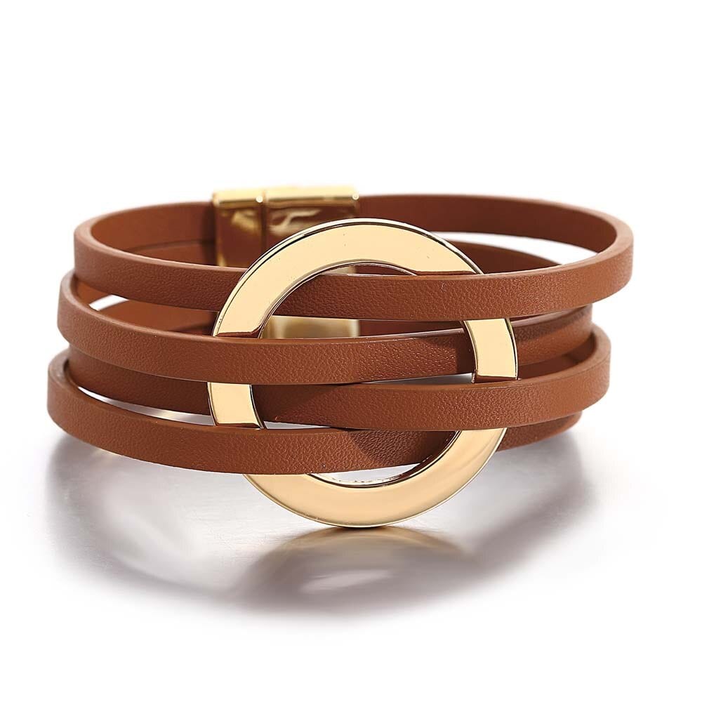 bracelet cuir femme luxe Marron