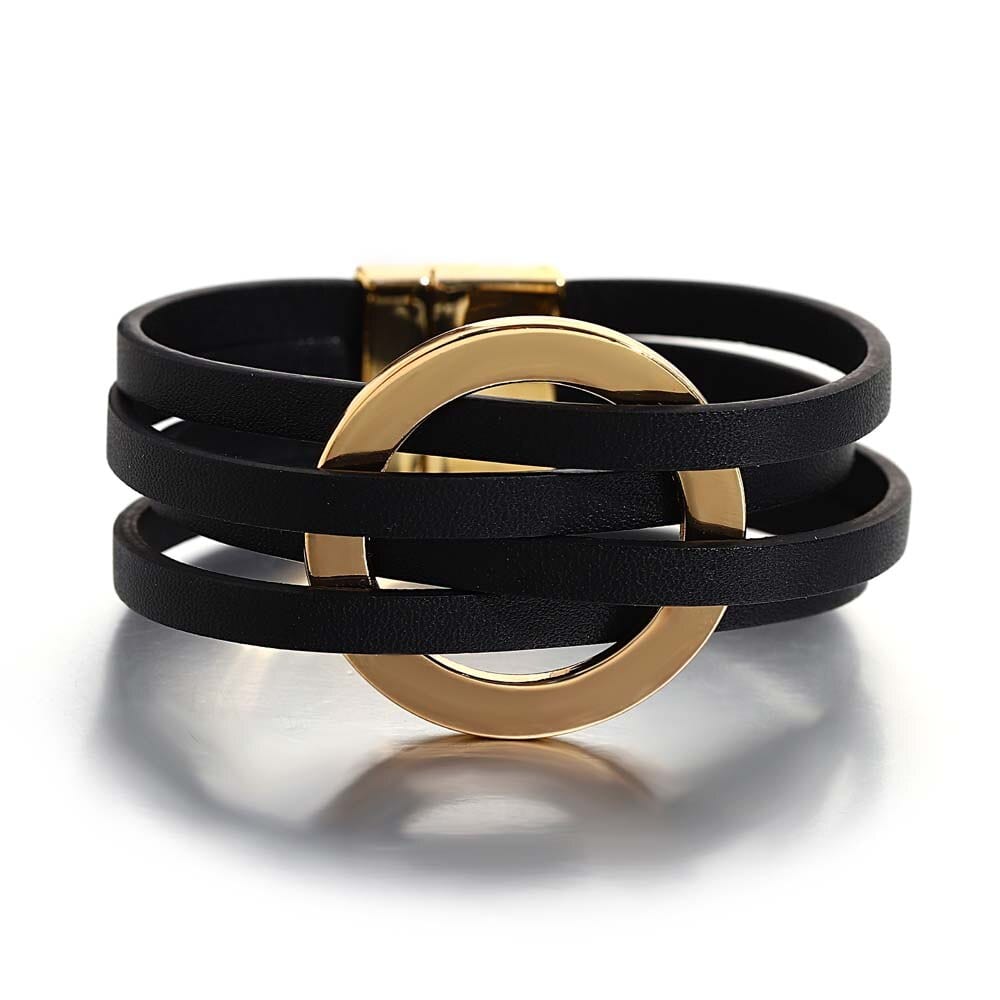 bracelet cuir femme luxe Noir