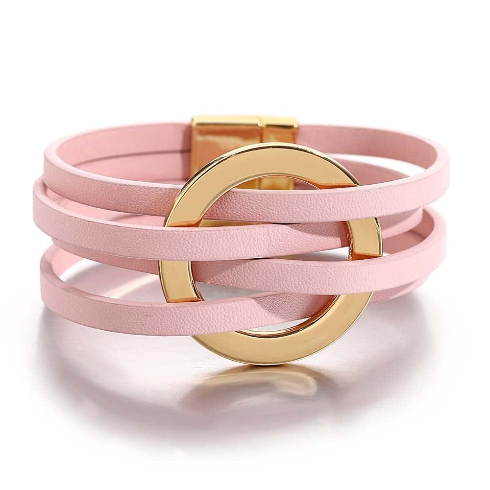 bracelet cuir femme luxe Rose