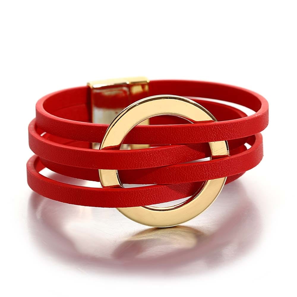 bracelet cuir femme luxe Rouge