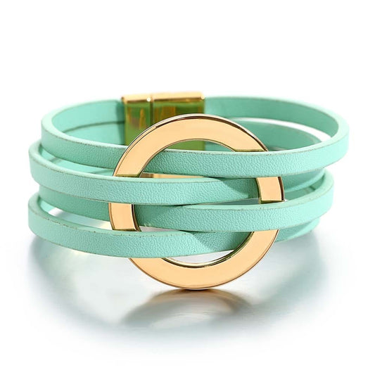 bracelet cuir femme luxe Vert d'eau