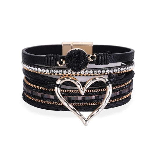 bracelet femme cœur Noir