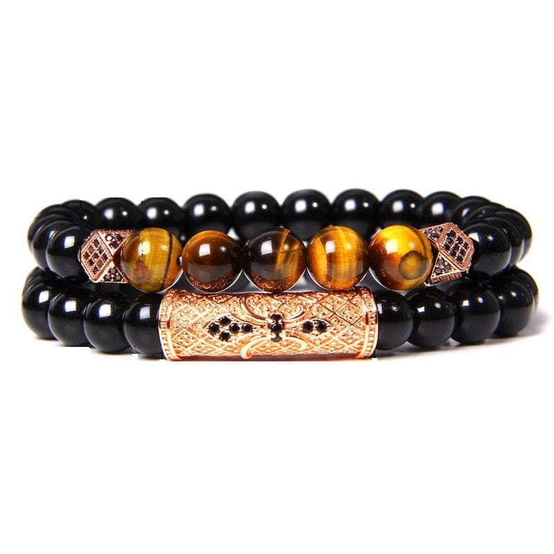 Bracelet homme oeil de tigre Cuivre / 17cm