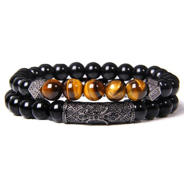 Bracelet homme oeil de tigre Noir / 17cm