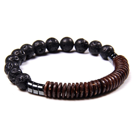 bracelet homme pierre de lave 17cm