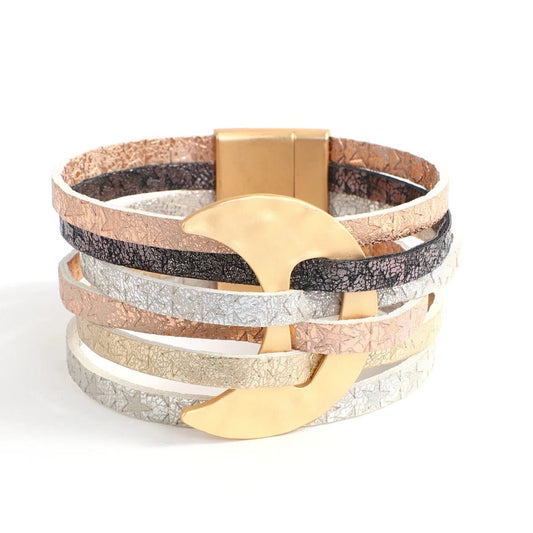 bracelet manchette cuir femme Mix