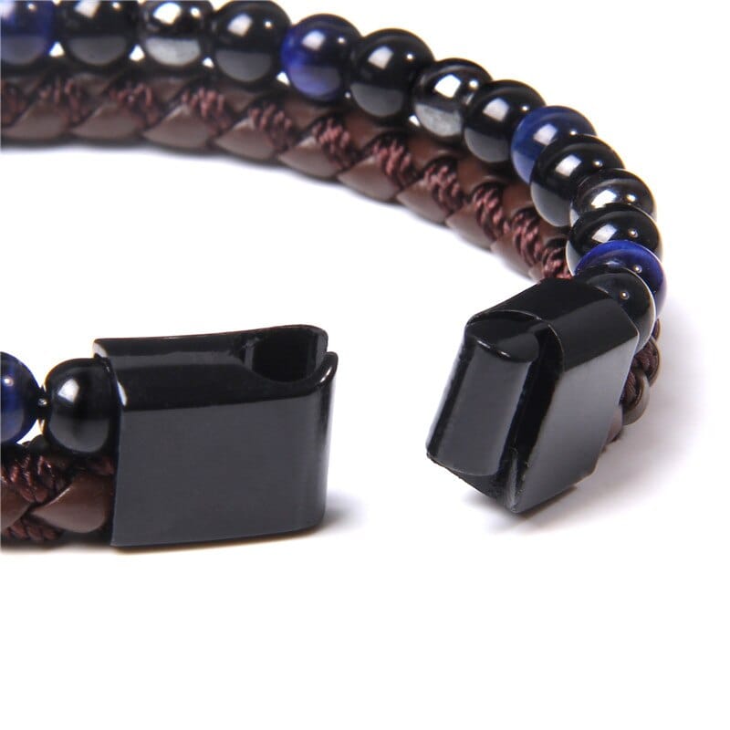 Bracelet oeil de tigre et obsidienne