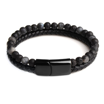 Bracelet pierre de lave homme 18.5cm