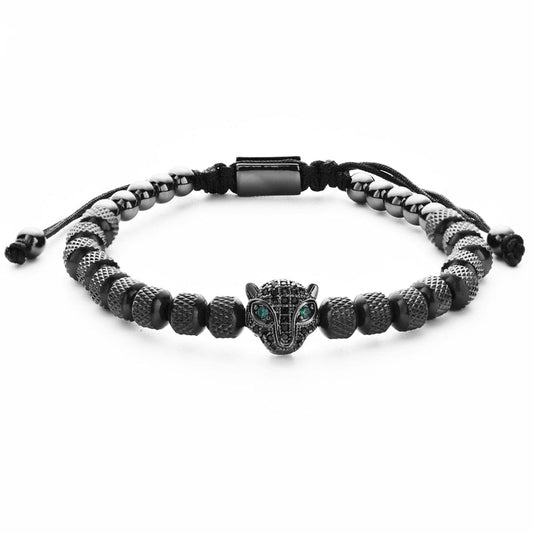 bracelet tete de panthere zircon noir Noir